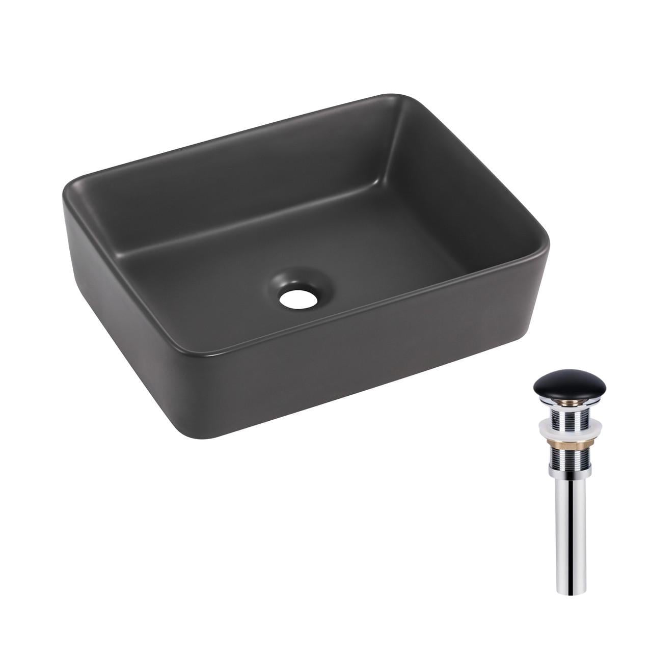 Раковина накладная Qtap Tern 480x370x135 мм прямоугольная с донным клапаном Anthracite (QT17116069AN)