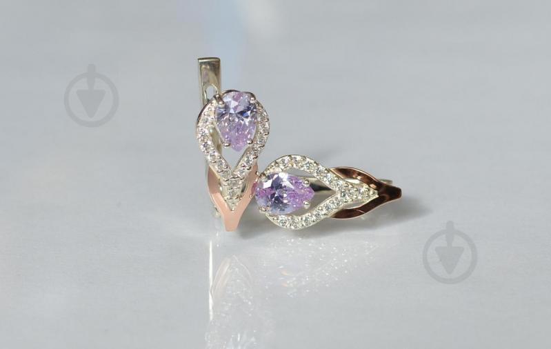 Серебряные серьги Sil с золотыми накладками 132s-1 Лаванда (Sil-716)