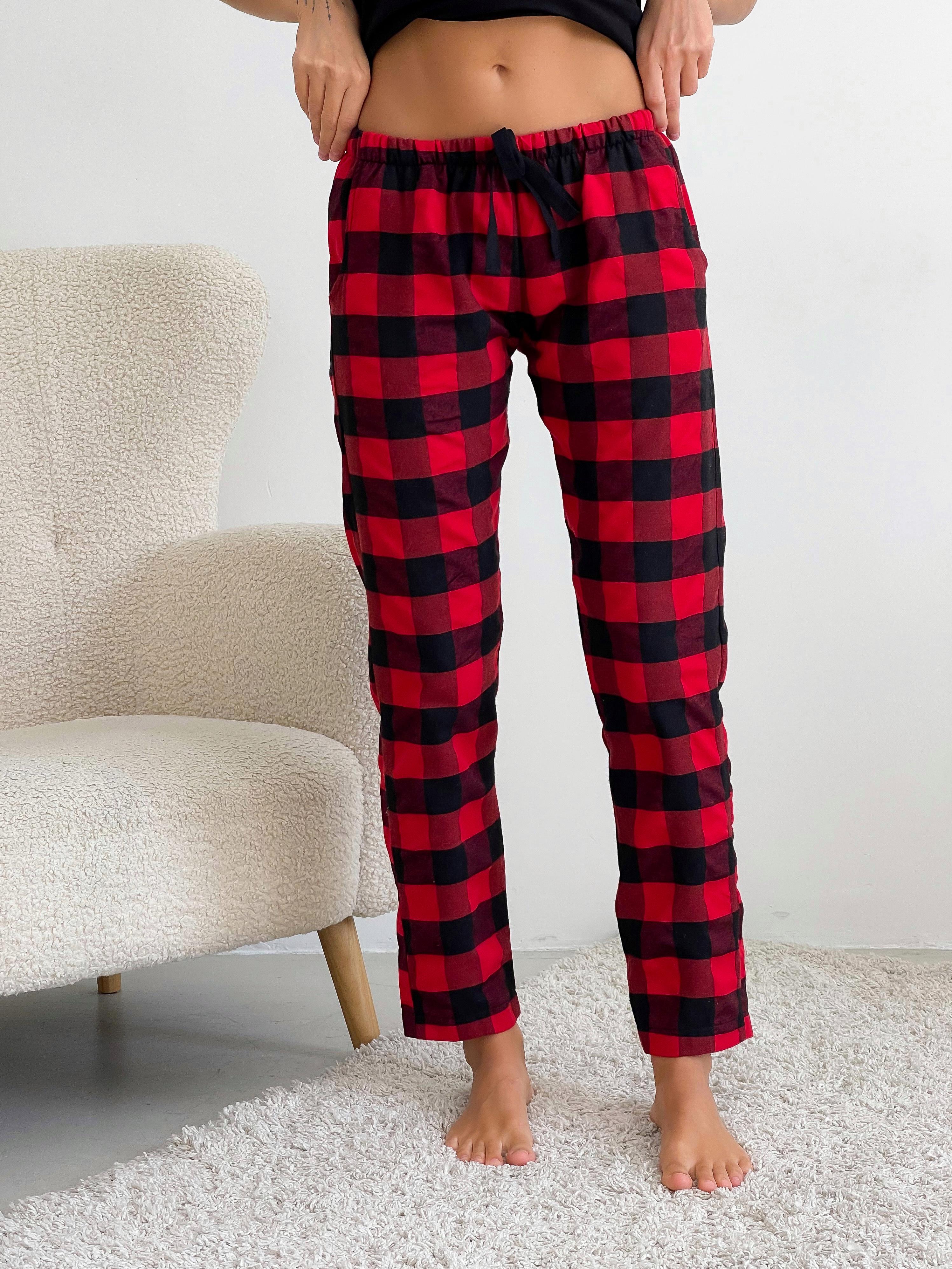 ᐉ Пижамные женские брюки COSY фланелевые в клеточку L Красно-черный (F22PL)