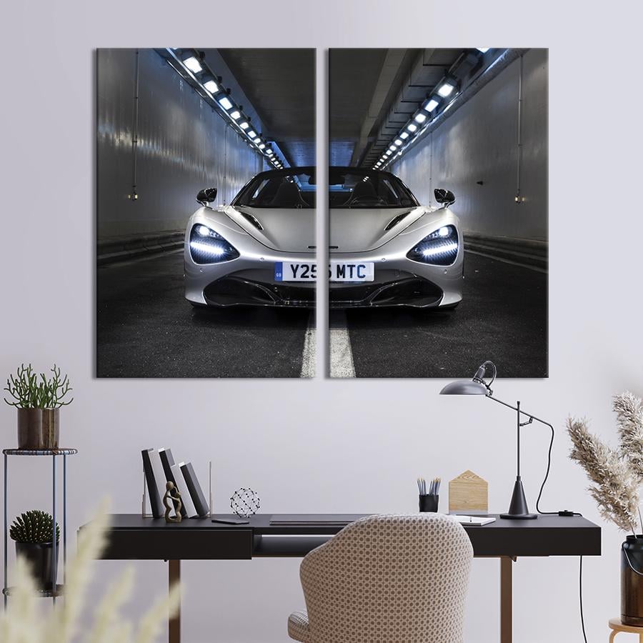 Картина на холсте Стильный серебристый McLaren 720S 71x51 см (1362-2)