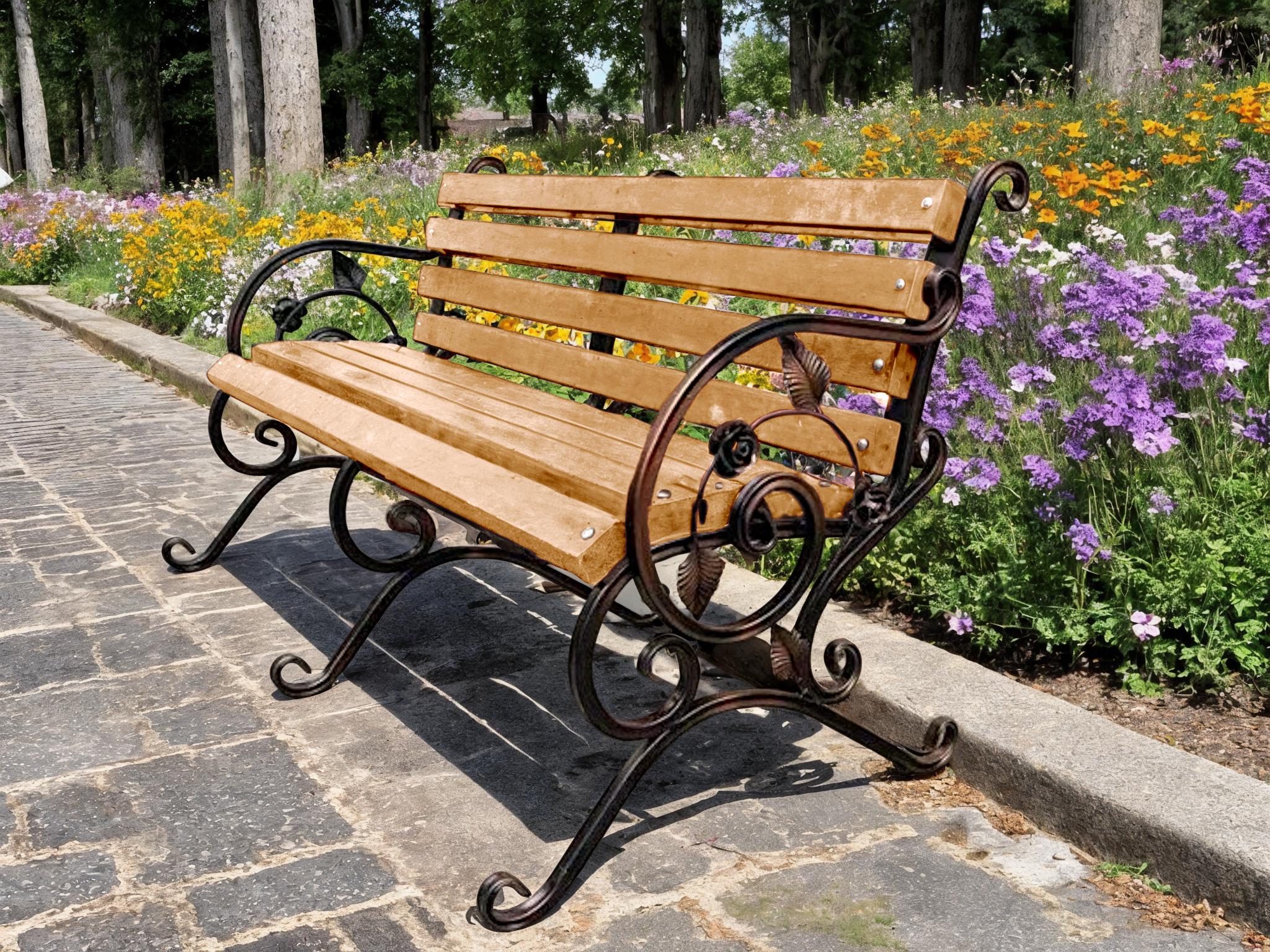 Скамейка садовая кованая Tobi Sho Камелия с подлокотниками 170 см усиленная Дуб - фото 2 Скамейка садовая кованая Tobi Sho Камелия с подлокотниками 170 см усиленная Дуб - фото 2