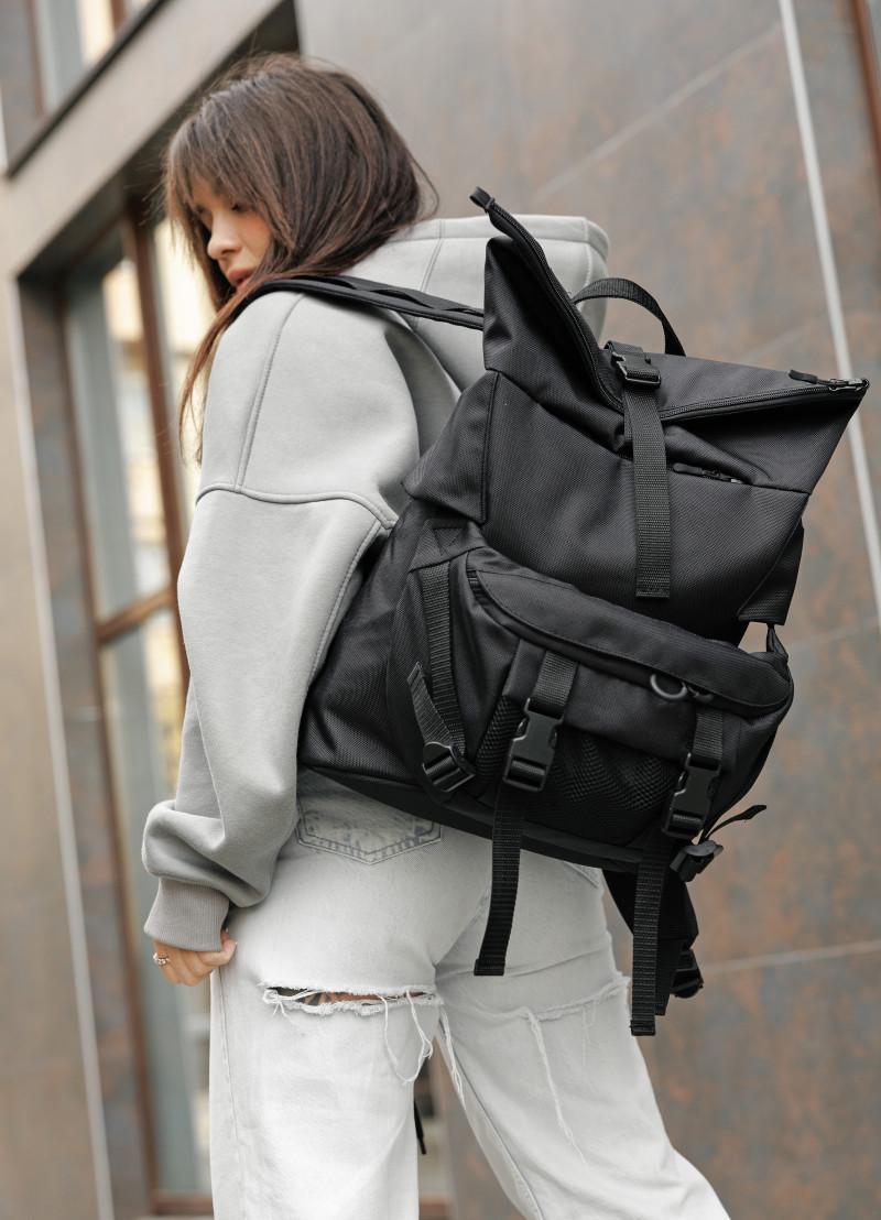 Рюкзак жіночий Sambag RollTop Double 41х27х18 см Чорний (24330065) - фото 1 Рюкзак жіночий Sambag RollTop Double 41х27х18 см Чорний (24330065) - фото 1