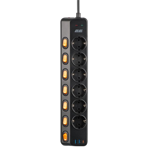Сетевой фильтр 2E 3 м 5 розеток 16A 6xТип F 3 680 Вт Black (35896559) Сетевой фильтр 2E 3 м 5 розеток 16A 6xТип F 3 680 Вт Black (35896559)