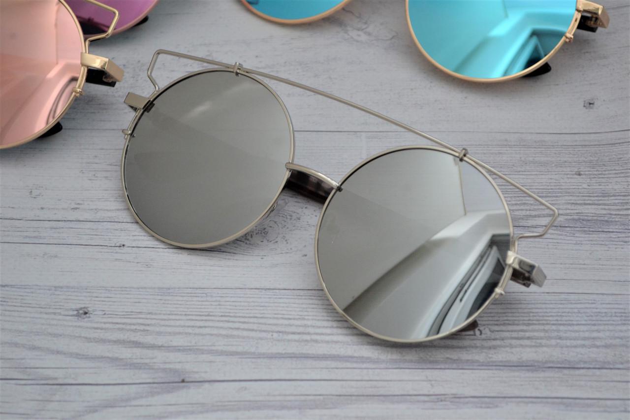 Солнцезащитные очки кошка тишейды большие Белый хром