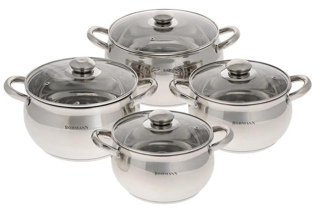Набор кастрюль с крышками Bohmann BH-0504 из нержавеющей стали 8 пр. (1890486923)
