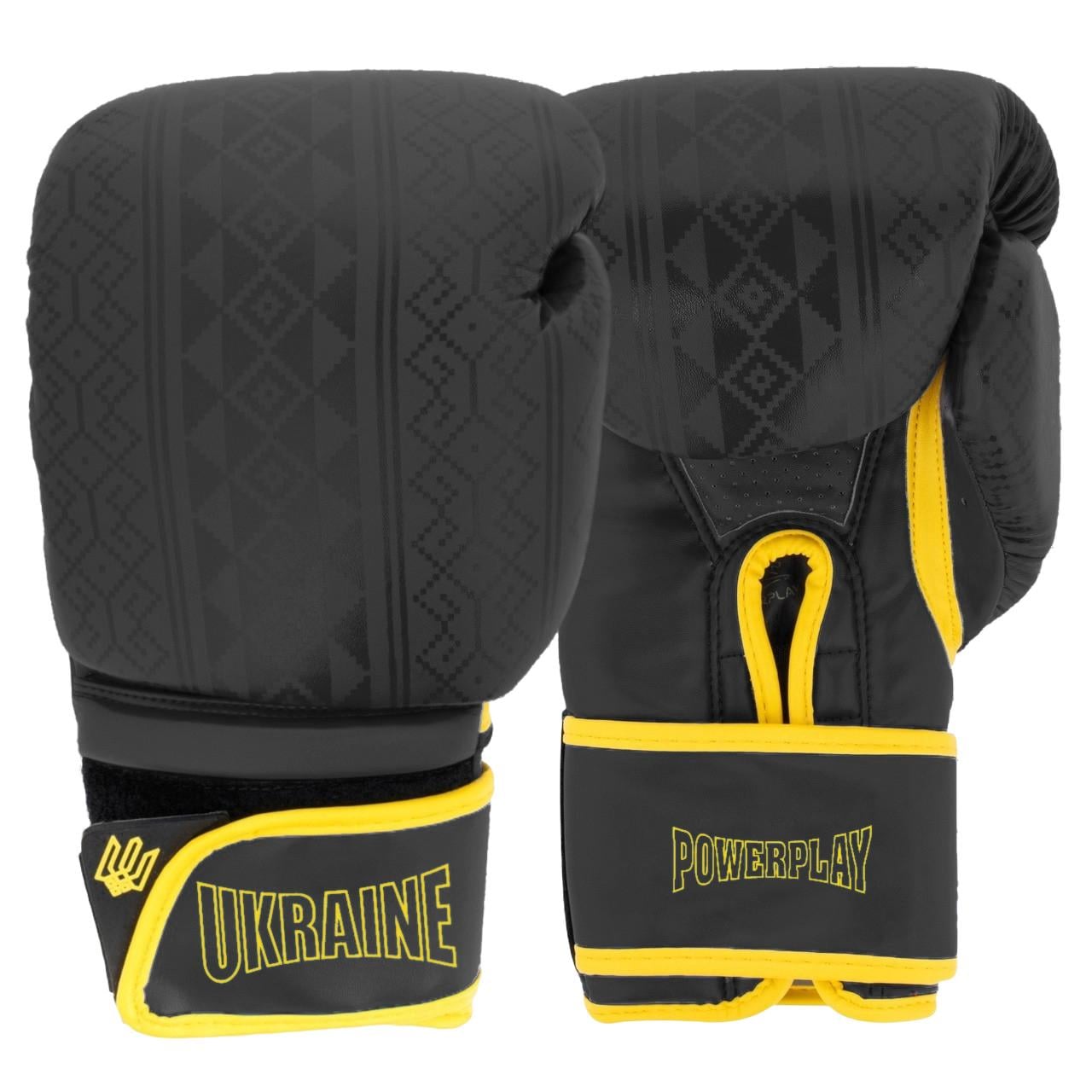 Боксерські рукавиці PowerPlay 3021 Ukraine 10 унцій (PP 3021 10oz Black/Yellow)