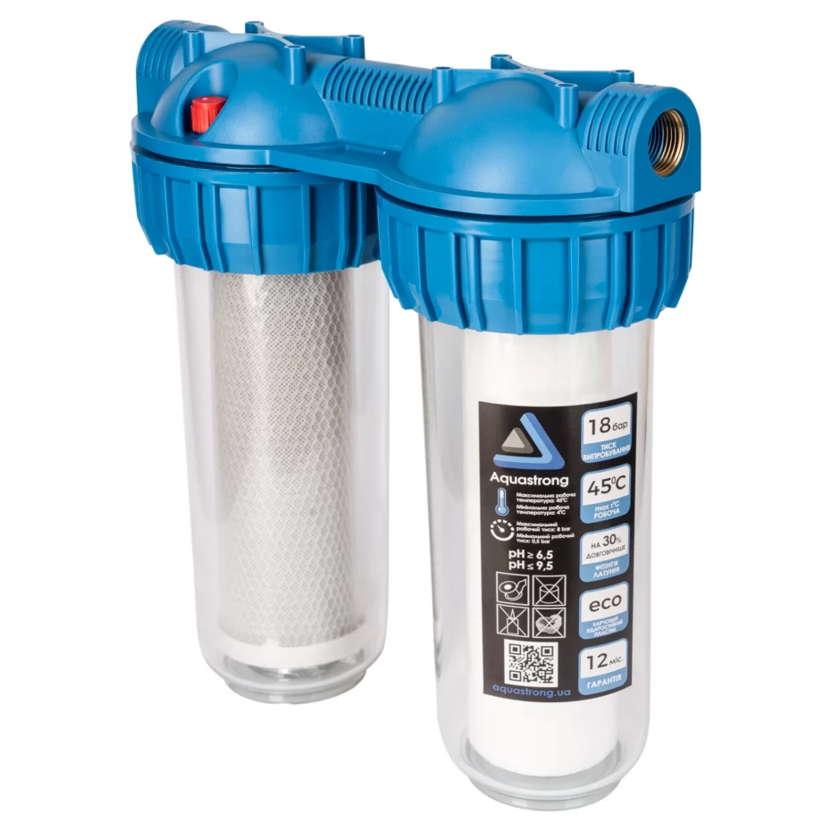 Фильтр магистральный для воды Aquastrong МР2-10312 10-ЗР 1/2" 2 колбы (AKD47091)
