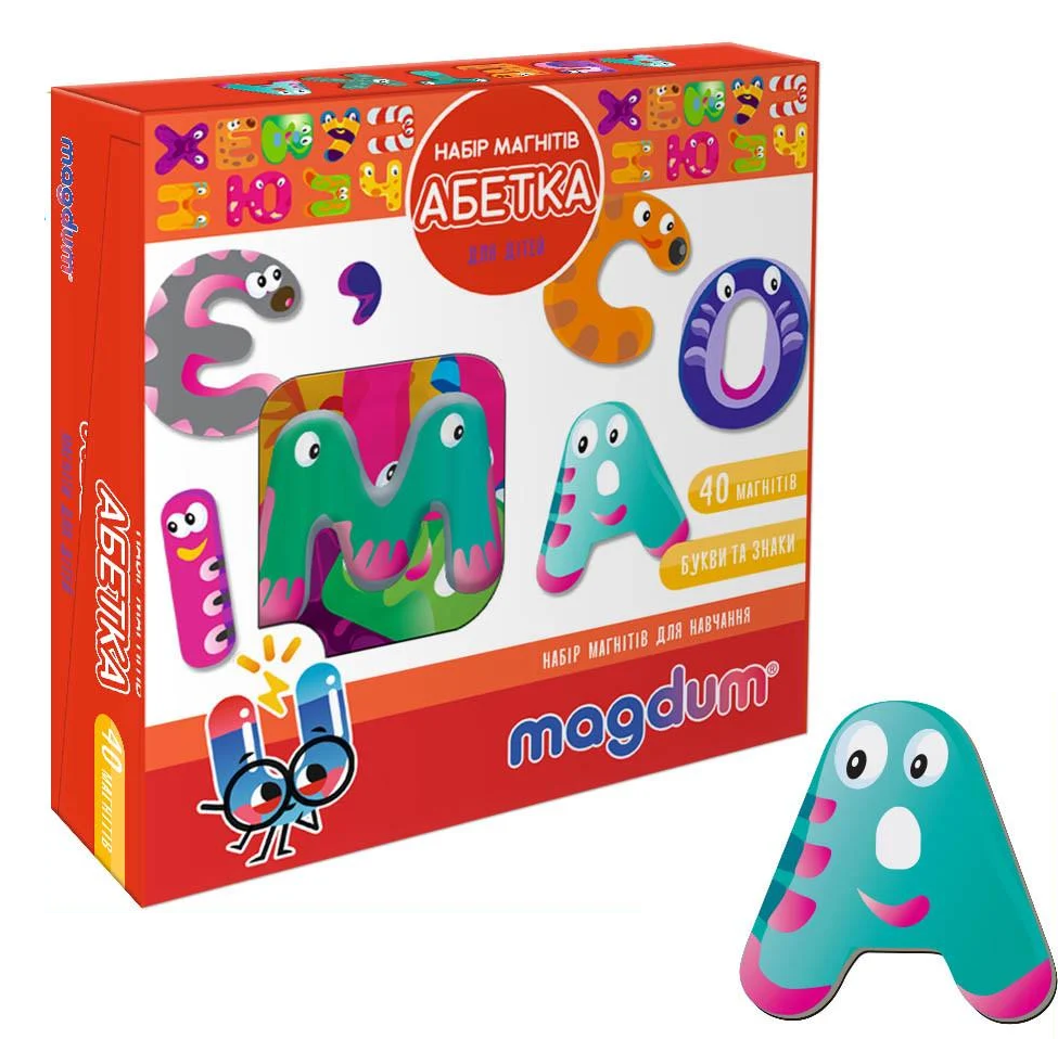 Набір магнітів Magdum Абетка 40 магнітів/літери/знаки українською (ML4031-36)
