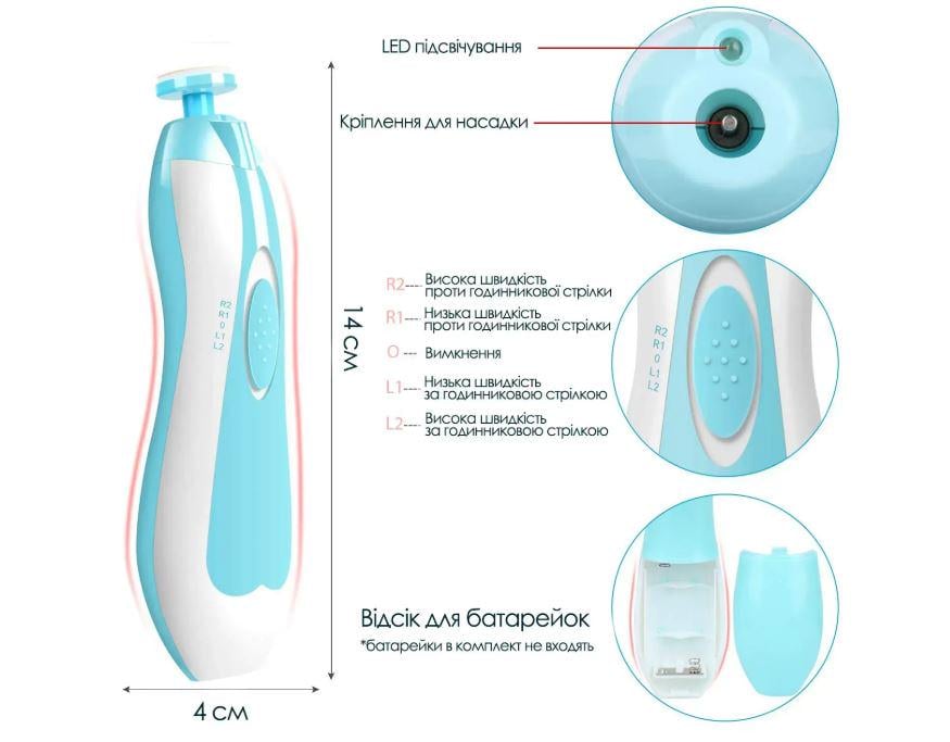 Маникюрный набор для детей NAIL TRIMMER XL-667 триммер для ногтей/полировщик Голубой - фото 8