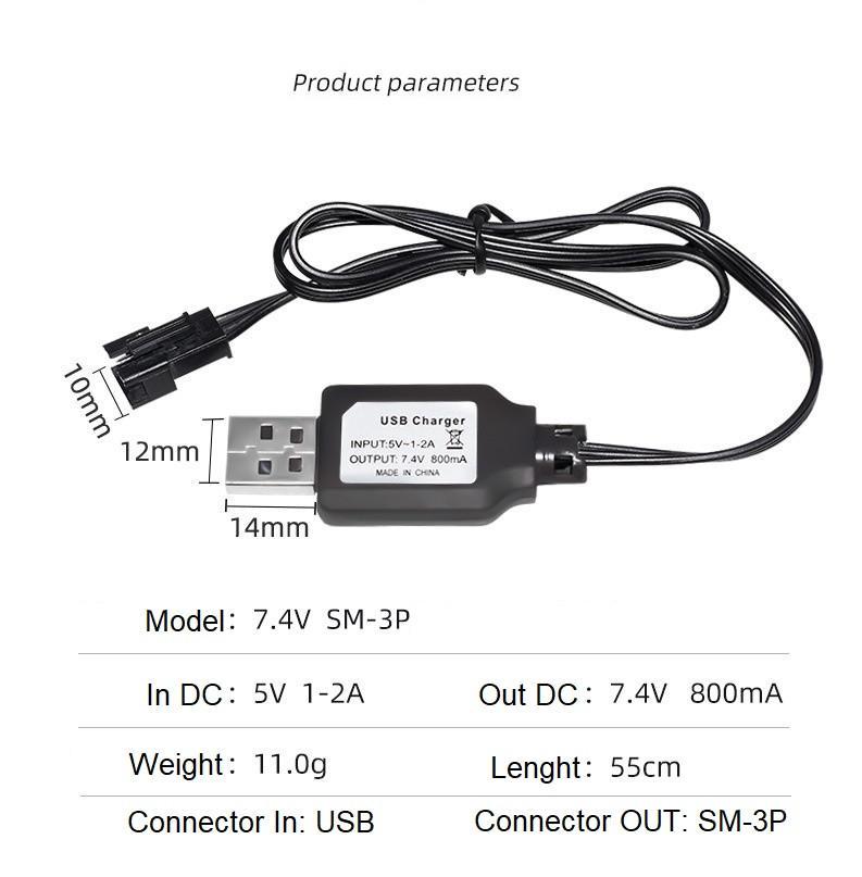 Зарядное устройство для аккумулятора управляемой модели Li-Po Li-ion USB 7,4V 800 mAh SM3P - фото 2