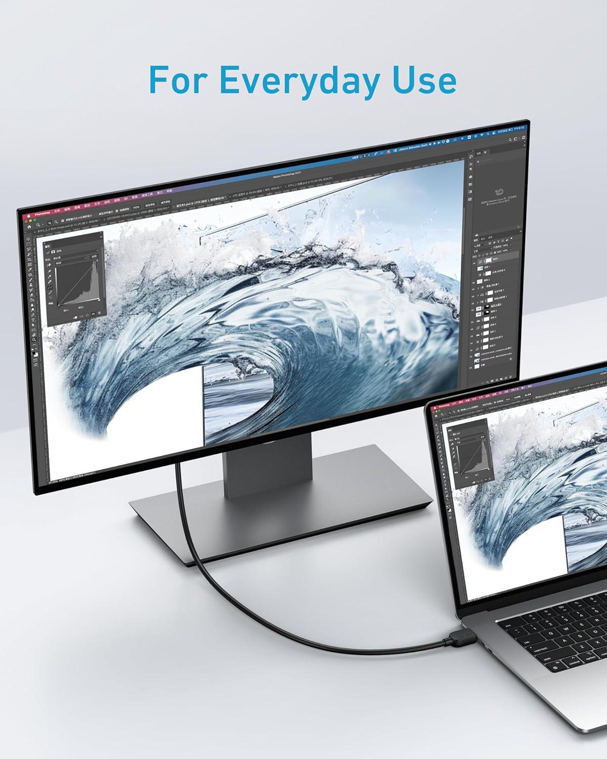 Кабель Anker HDMI 2.1 8K@60Hz Ultra HD 4K@120Hz 48 Gbps 3 м (A8744) - фото 5 Кабель Anker HDMI 2.1 8K@60Hz Ultra HD 4K@120Hz 48 Gbps 3 м (A8744) - фото 5