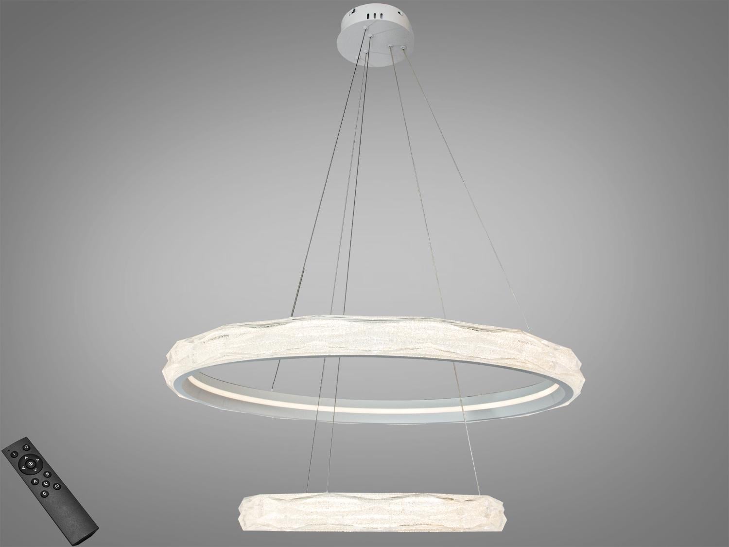 Люстра подвесная LED Diasha 2 кольца/пульт 152Вт Белый (583-600/400WH)