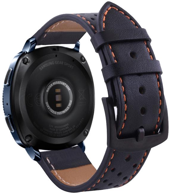 Ремінець шкіряний Classico для Samsung Gear Sport Black/Orange (16953) - фото 1