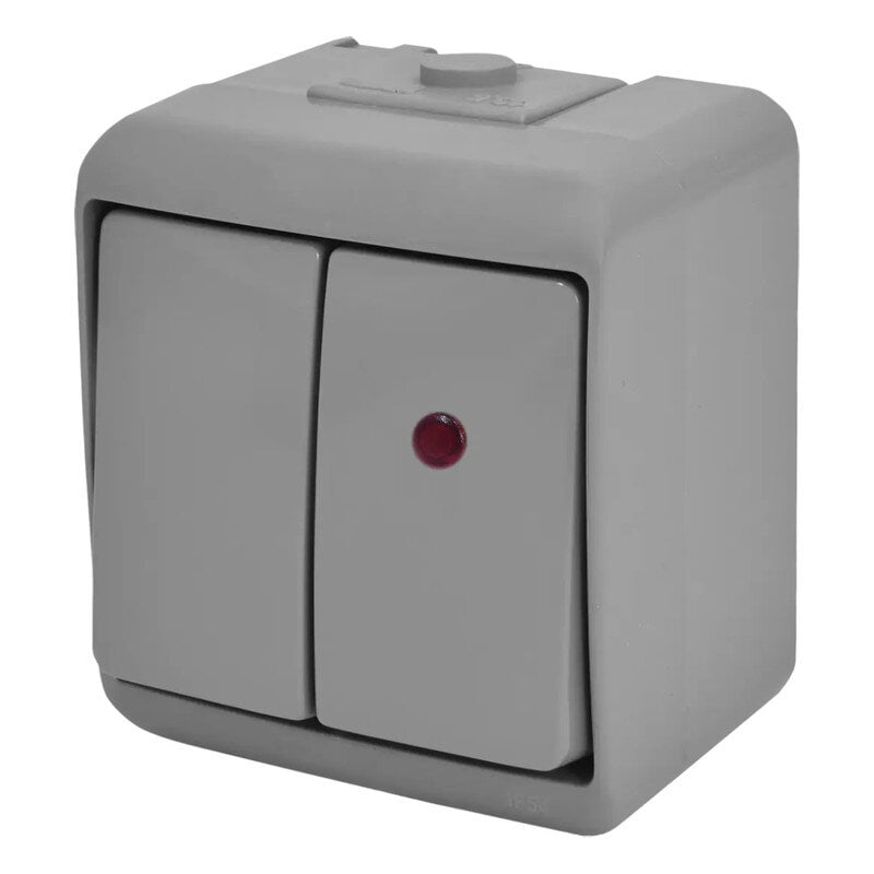 Выключатель ETI VHE-2L-SR 2-клавишный внешний с подсветкой IP54 Серый (4668067)