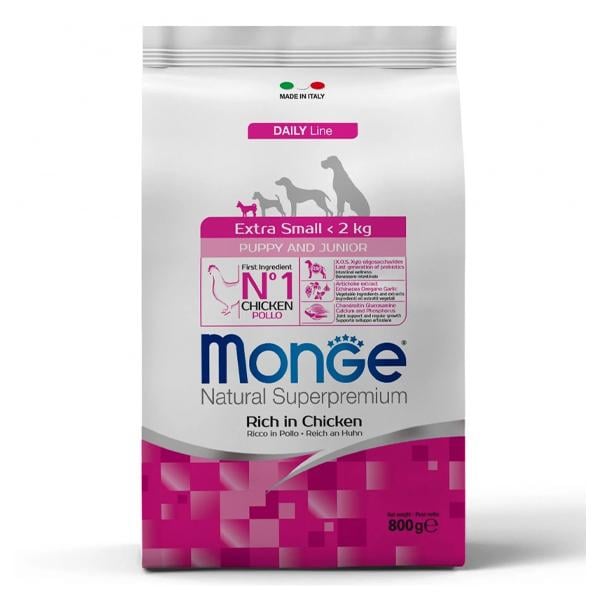 Корм для собак Monge Dog Extrasmall Puppy&Junior курка з рисом 0,8 кг (27260426)