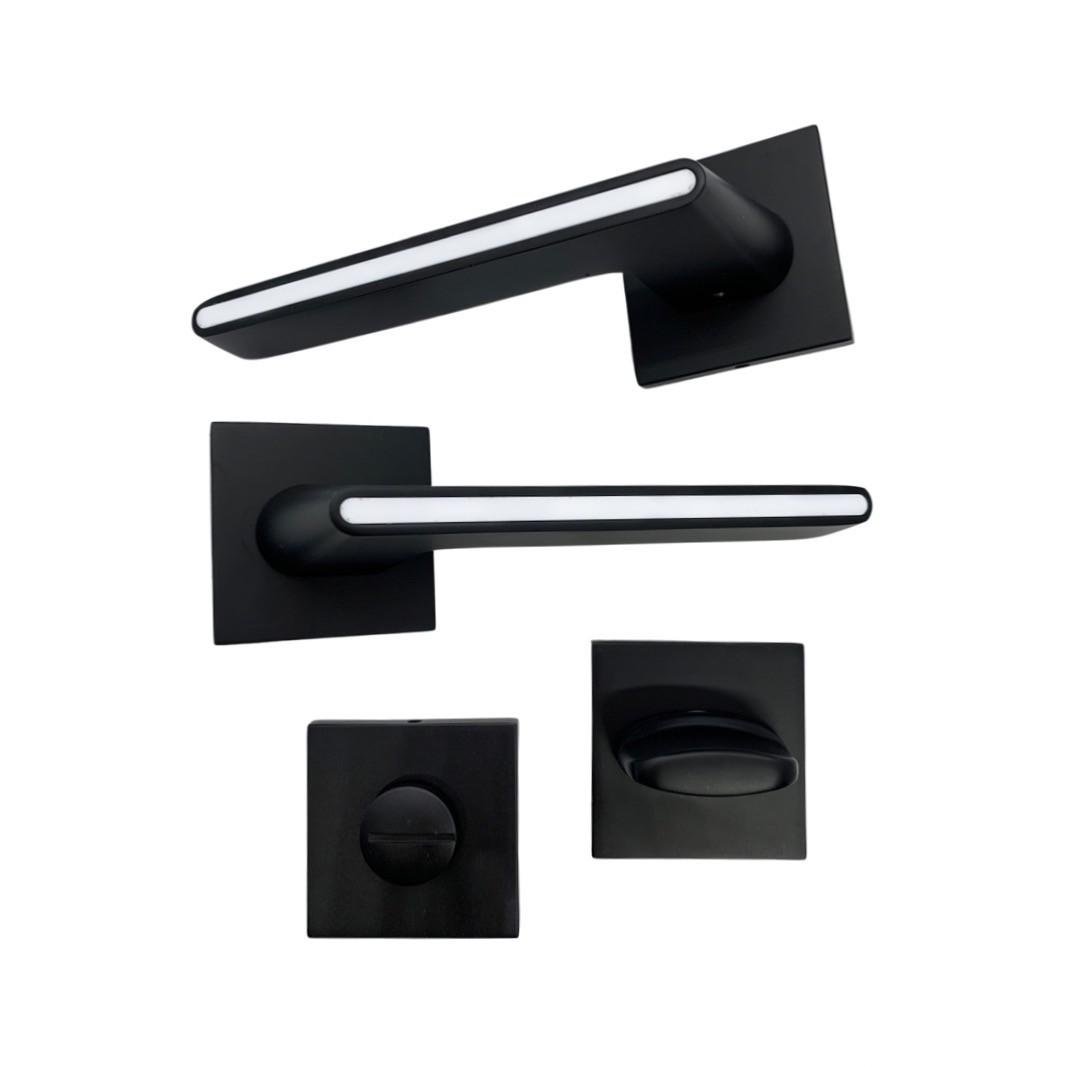 Ручки дверні на розетах під засувку Vortex ASL-55 Black/White