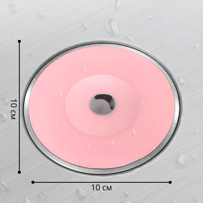 Фільтр-пробка універсальна силіконова для зливу раковин на кухні та у ванній кімнаті Рожевий (10378122) - фото 7