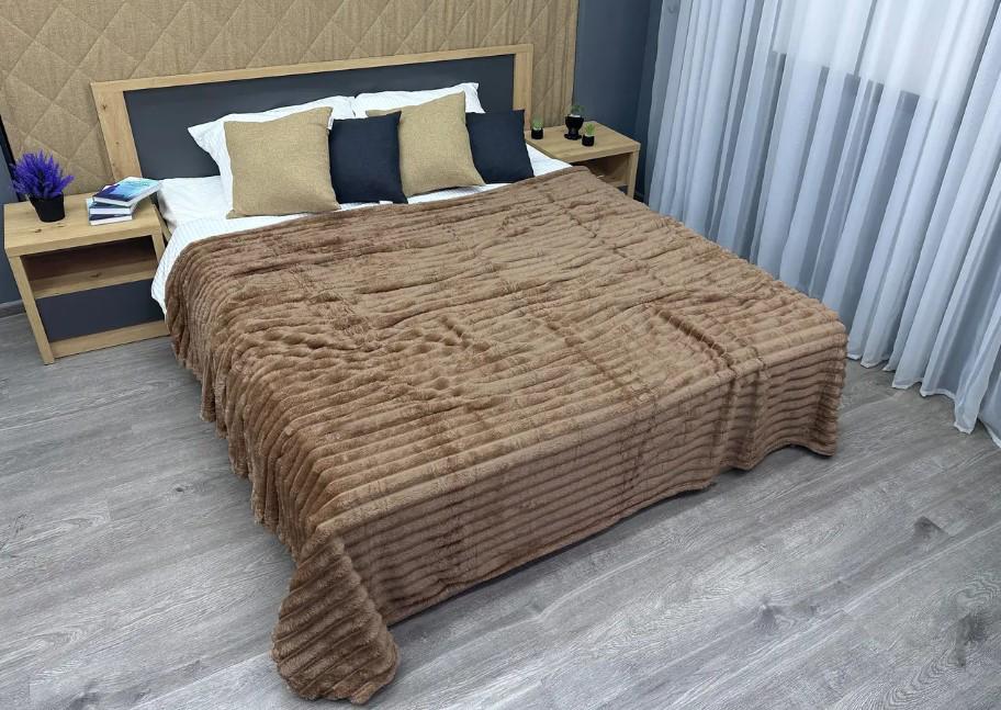 Покрывало из плюша VIP Шарпей в полоску 200х230 см Карамельный (87-146) - фото 1 Покрывало из плюша VIP Шарпей в полоску 200х230 см Карамельный (87-146) - фото 1