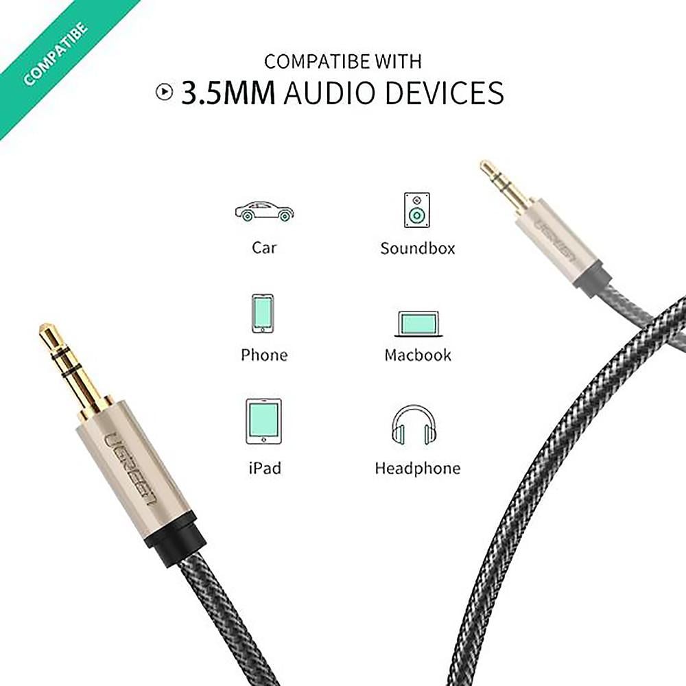 Кабель аудіо UGREEN AV125 3,5 мм Male to 3,5 мм Male Hi-Fi Audio Cable Net Braid 3 м Black (10605) - фото 6 Кабель аудіо UGREEN AV125 3,5 мм Male to 3,5 мм Male Hi-Fi Audio Cable Net Braid 3 м Black (10605) - фото 6
