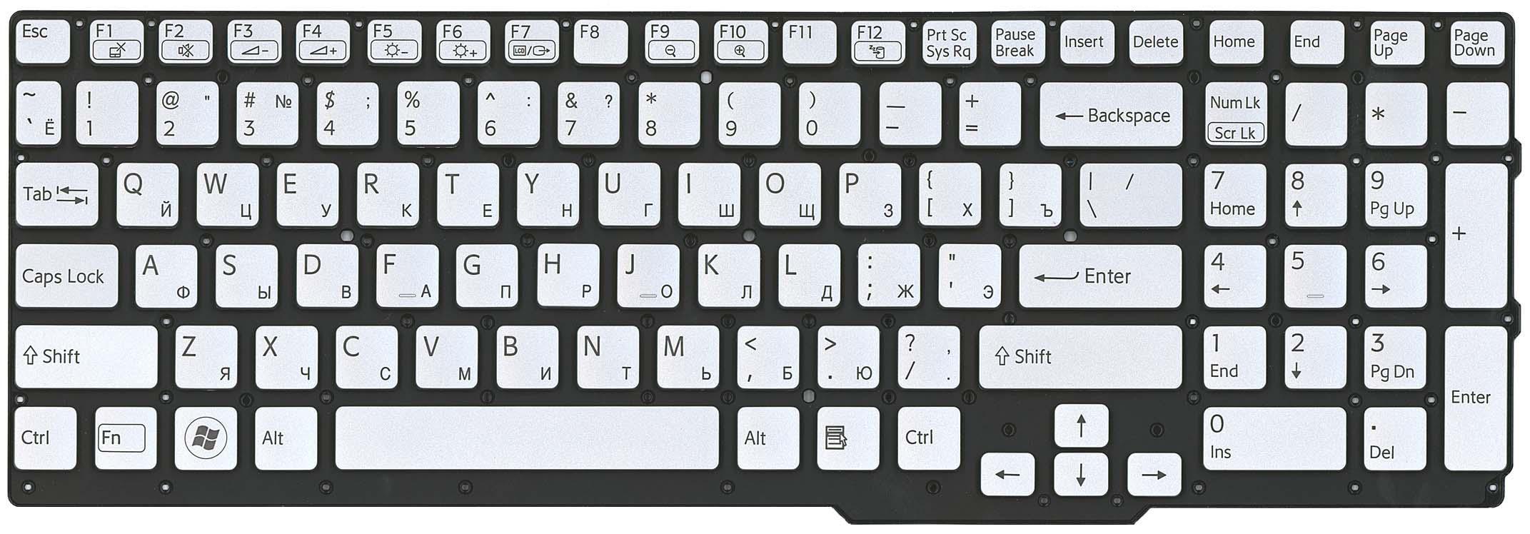Клавиатура для ноутбука Sony Vaio SVS15 с подсветкой Light No Frame Silver