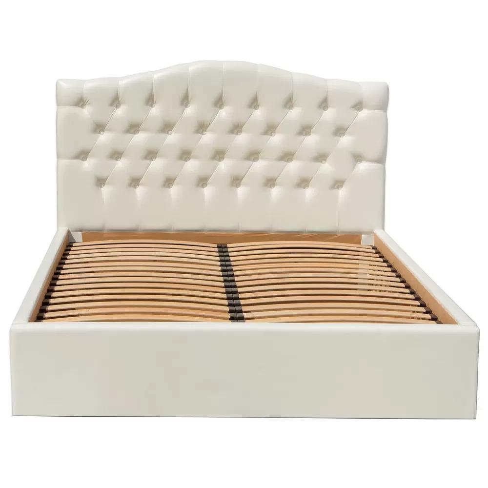 Кровать полуторная Мікс Меблі Доминика 140х200 с подъемным механизмом ДСП/Кожзам Kolizei 01 Белый без матраса