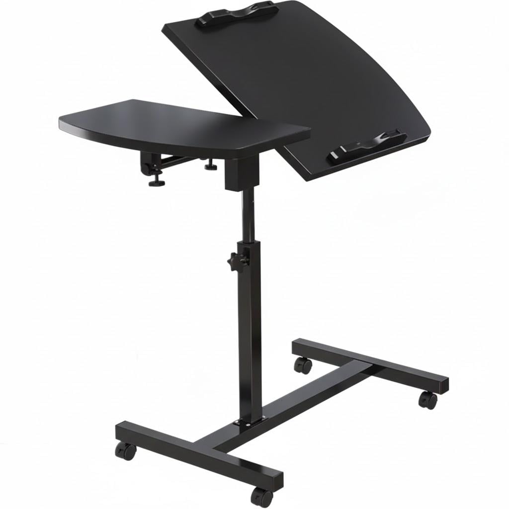 Стіл для ноутбука приставний подвійний на коліщатках Чорний (2834249148)