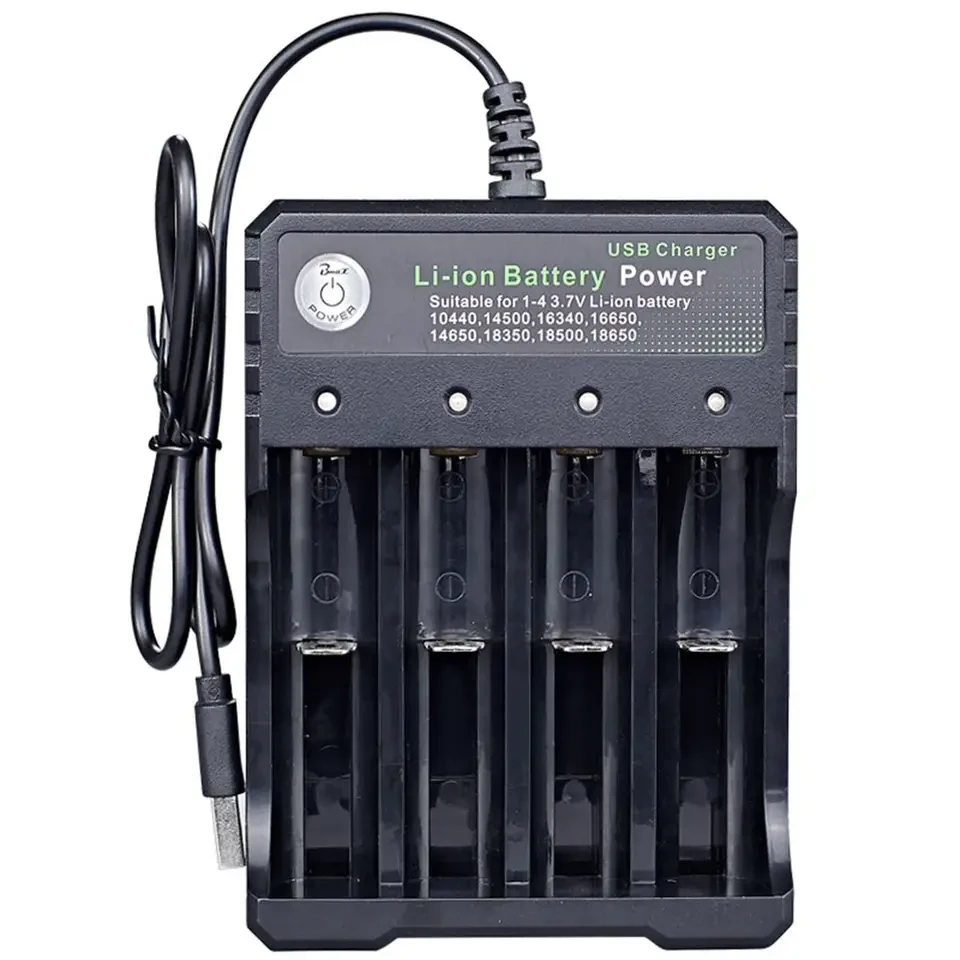 Пристрій зарядний з USB BH-042100-04 для 4-х акумуляторів типу 16340 CR123A 18650 18500 18350 14500