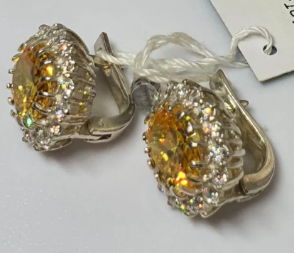 Серьги серебряные Джоли 925 проба Желтый (30071010)