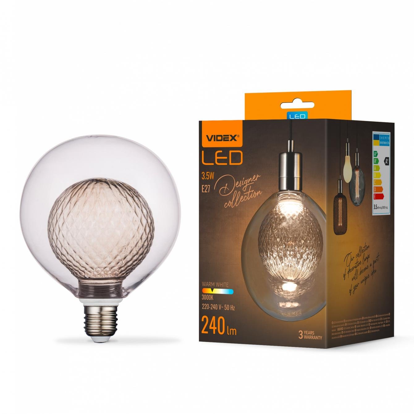 Декоративная лампа LED Videx Filament VL-DG125-BB80LF Bulb in bulb 3,5W E27 3000K (15264382)