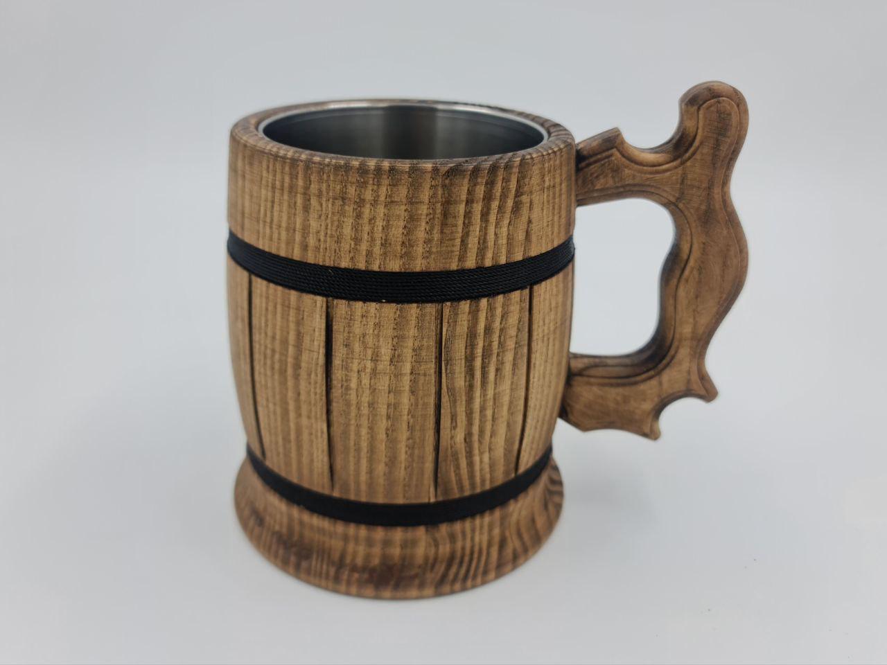 Кухоль для пива з натурального дерева 0,5 л Коричневий (28409906)