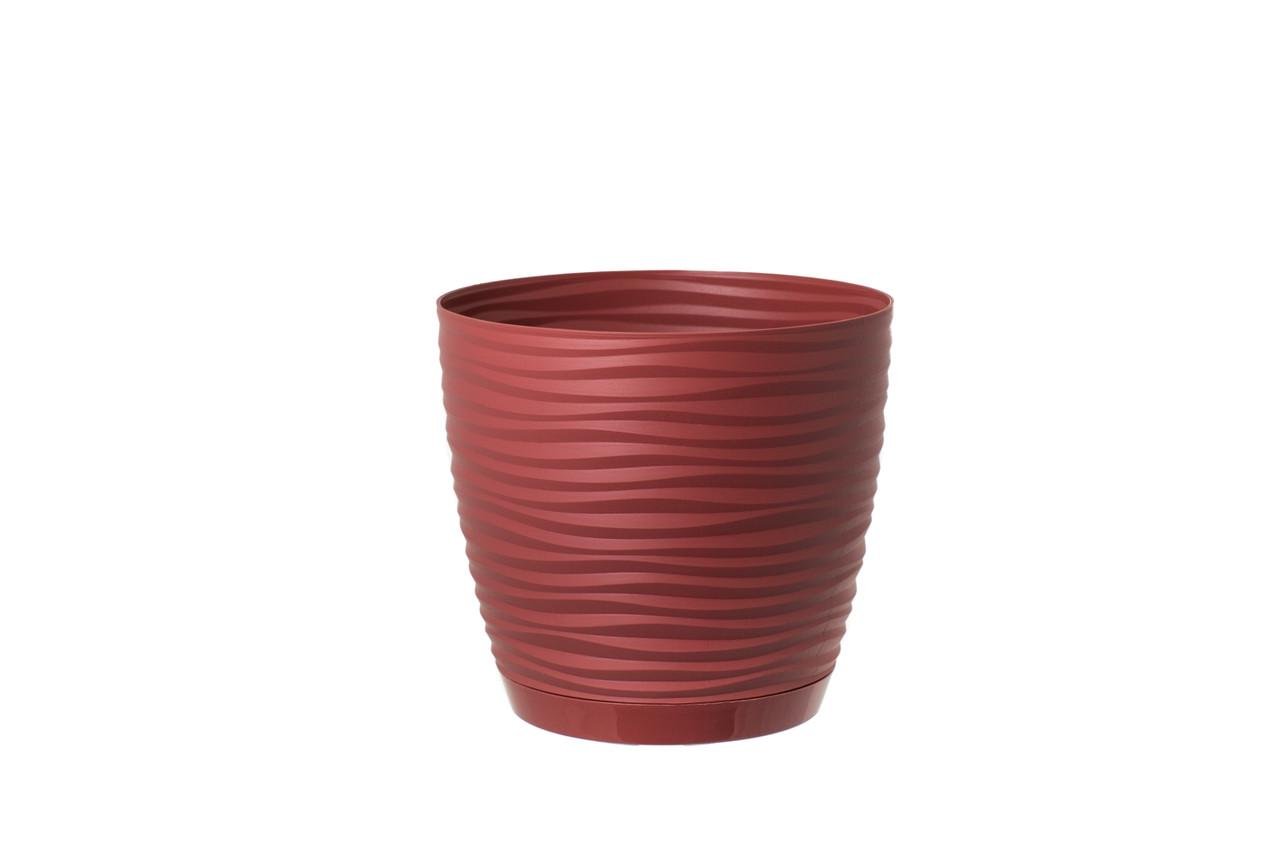 Горщик для квітів Form-Plastic Сахара Петіт круглий з підставкою 9,7 л 27х24 см Марсала