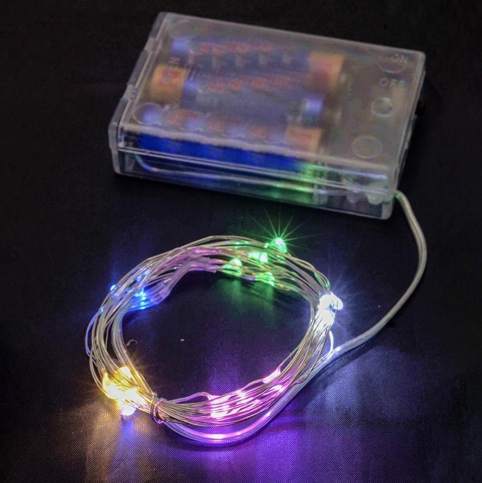 Гирлянда светодиодная роса на батарейках статический режим 20 LED IP44 2 м Мультиколор