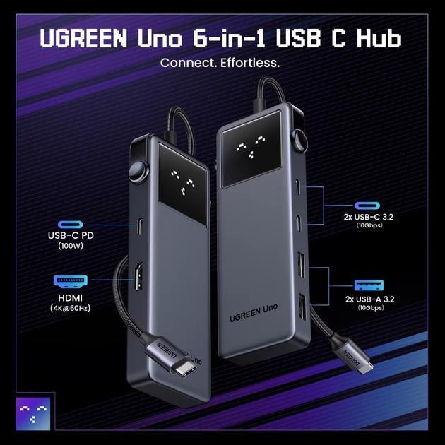 Хаб Ugreen Uno 100W 6в1 (35252352) - фото 6