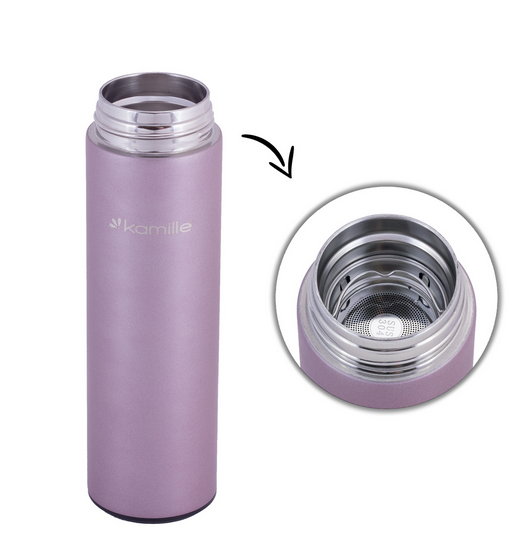 Термос Kamille з нержавіючої сталі з датчиком температури 400 мл Рожевий (14897048) - фото 3 Термос Kamille з нержавіючої сталі з датчиком температури 400 мл Рожевий (14897048) - фото 3