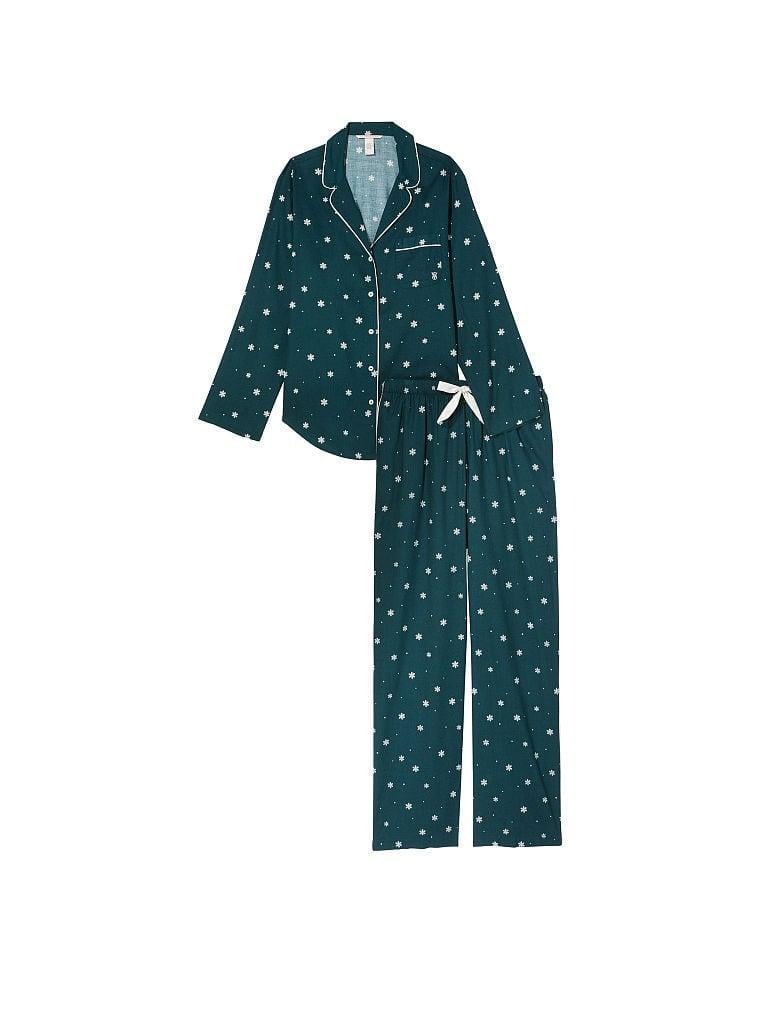 Піжама Victoria's Secret Flannel Long Pajama Set фланелева сорочка/штани XS Зелений (2033020978) - фото 3