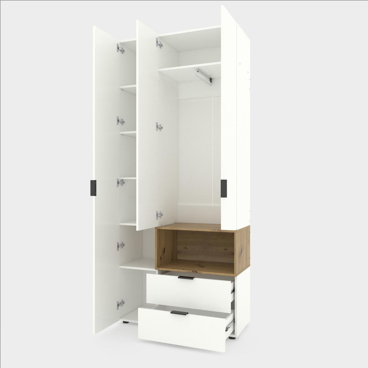 Шкаф Metkas Home A002R ЛДСП 1000x420x2300 мм Белый Снег/Дуб Артизан - фото 1 Шкаф Metkas Home A002R ЛДСП 1000x420x2300 мм Белый Снег/Дуб Артизан - фото 1