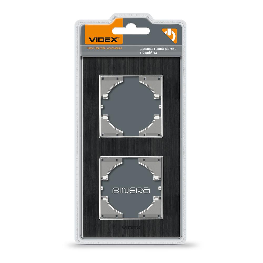 Рамка Videx BINERA 2-постовая вертикальная Черный алюминий (12565)