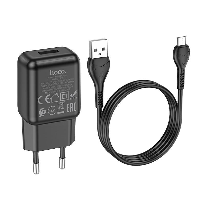 Зарядное устройство Hoco C96A кабель Micro-USB 2.1 A Black (b2d18ff9) Зарядное устройство Hoco C96A кабель Micro-USB 2.1 A Black (b2d18ff9)