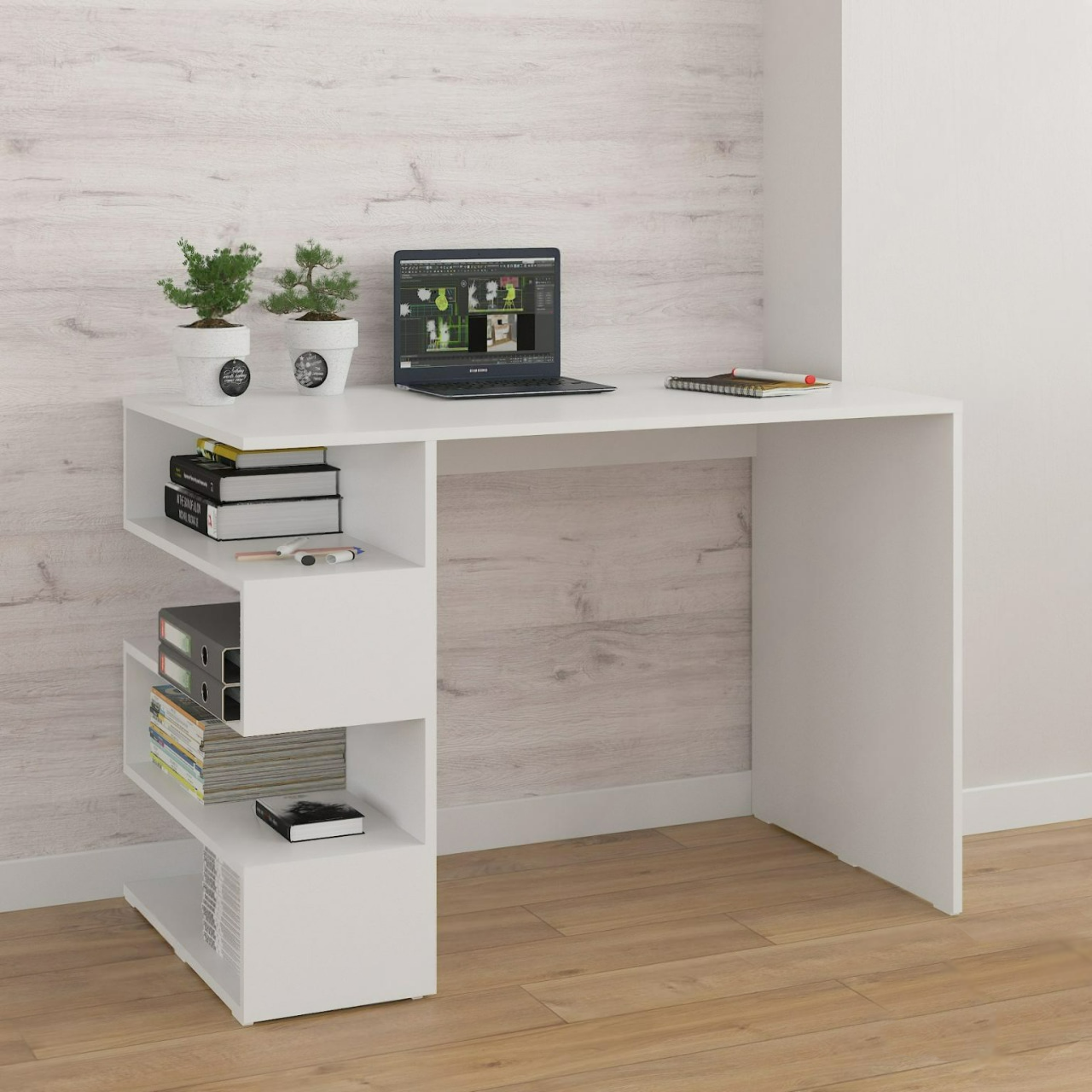 Письменный стол с полочками A-185 1100x756x600 мм Белый