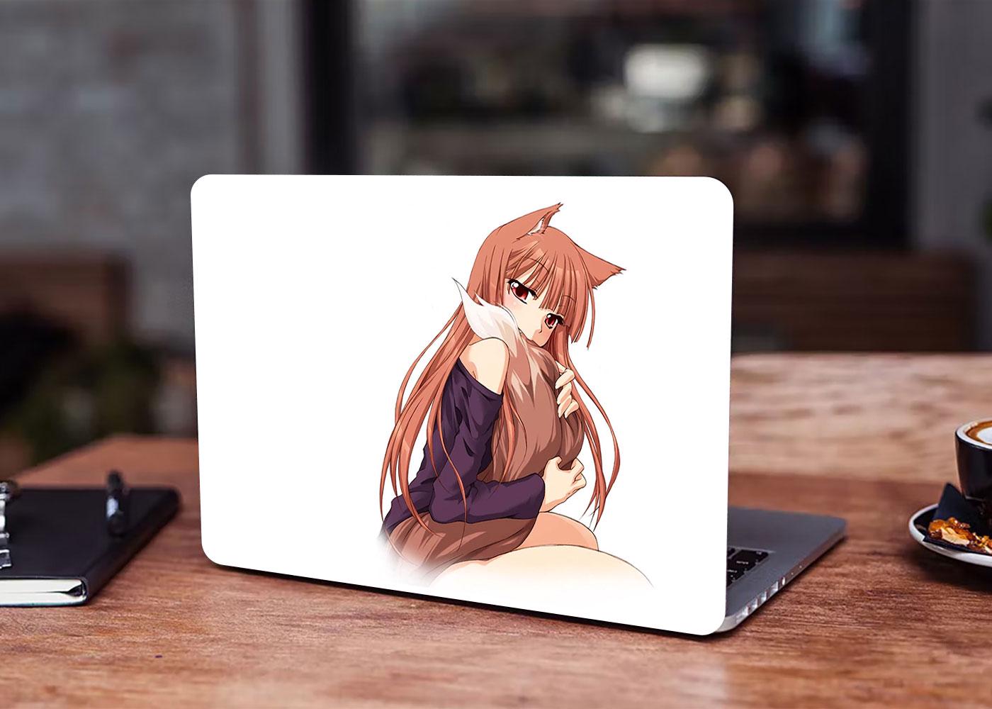Декоративная наклейка на ноутбук 17,3" Аниме Spice and Wolf 400х260 мм (100469_17)