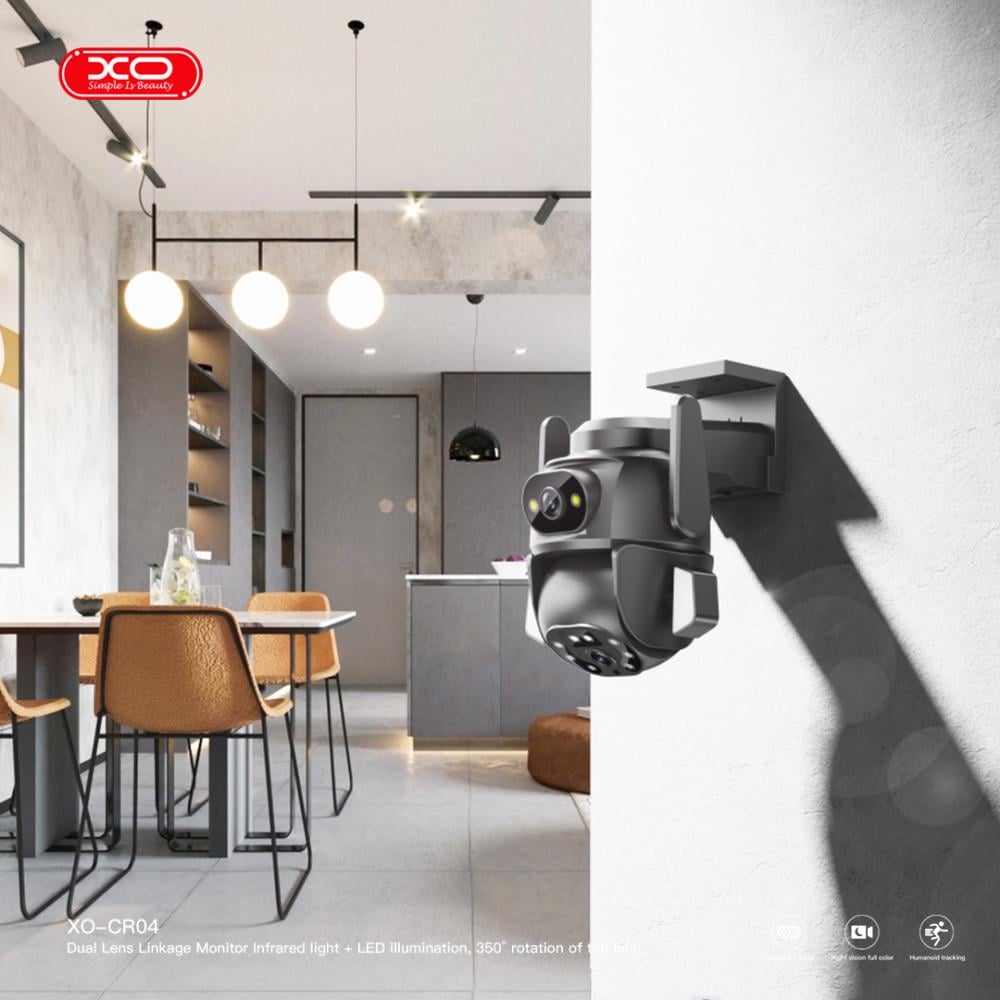 Камера відеоспостереження XO CR04 Robot Dual 2.4G Wi-Fi з нічним режимом/мікрофоном/динаміком для вулиці Чорний (CR04) - фото 7 Камера відеоспостереження XO CR04 Robot Dual 2.4G Wi-Fi з нічним режимом/мікрофоном/динаміком для вулиці Чорний (CR04) - фото 7