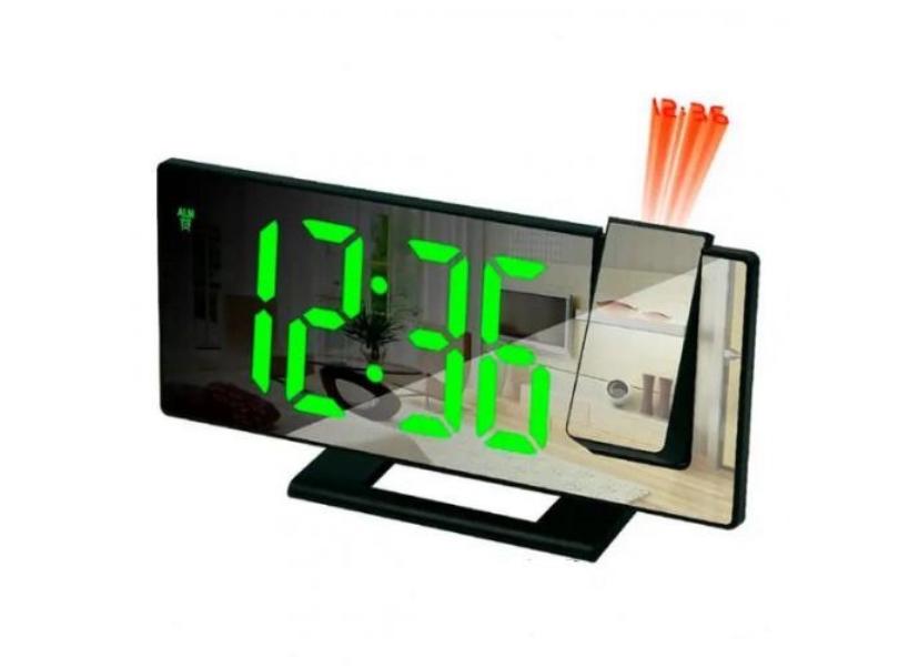 Часы настольные DS-3618LP электронные Led свечение/зеркальный дисплей с проекцией и будильником Black (30151014GER)