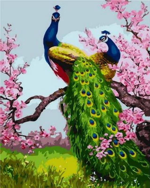 Картина по номерам Mariposa Павлины на ветке сливы 40x50 см (Q1189)