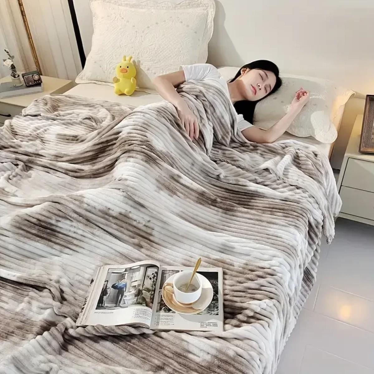 Плед Koloco Шарпей мраморный евро 200х230 см Светло-коричневый (41817)