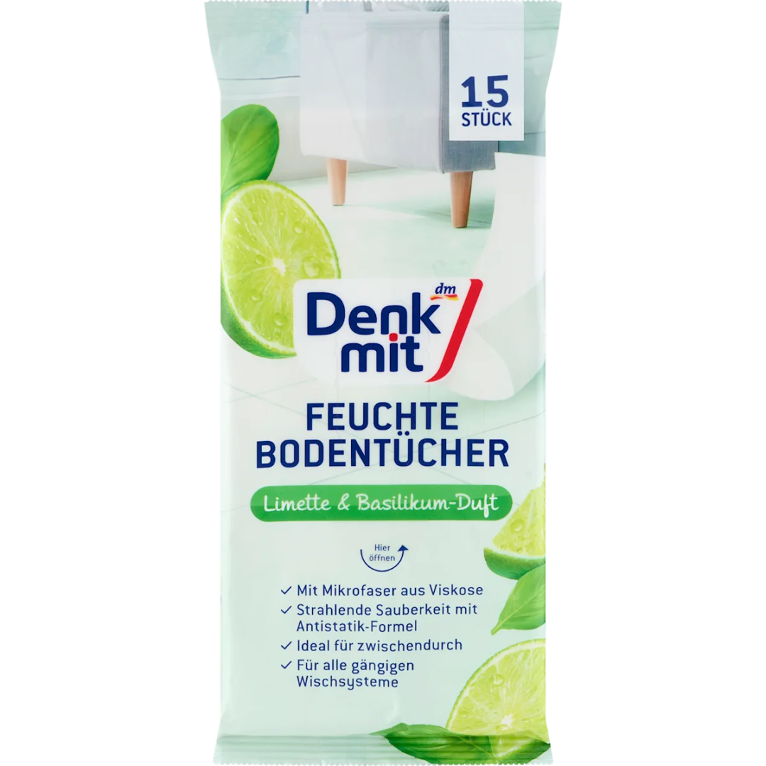 Серветки вологі для прибирання Denkmit Limette & Basilikum 15 шт. (100905) Серветки вологі для прибирання Denkmit Limette & Basilikum 15 шт. (100905)