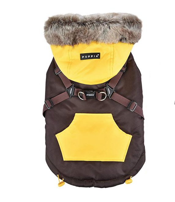 Жилет для собак Puppia Orson с капюшоном и шлейкой XXL Желто-коричневый (8806166976133)
