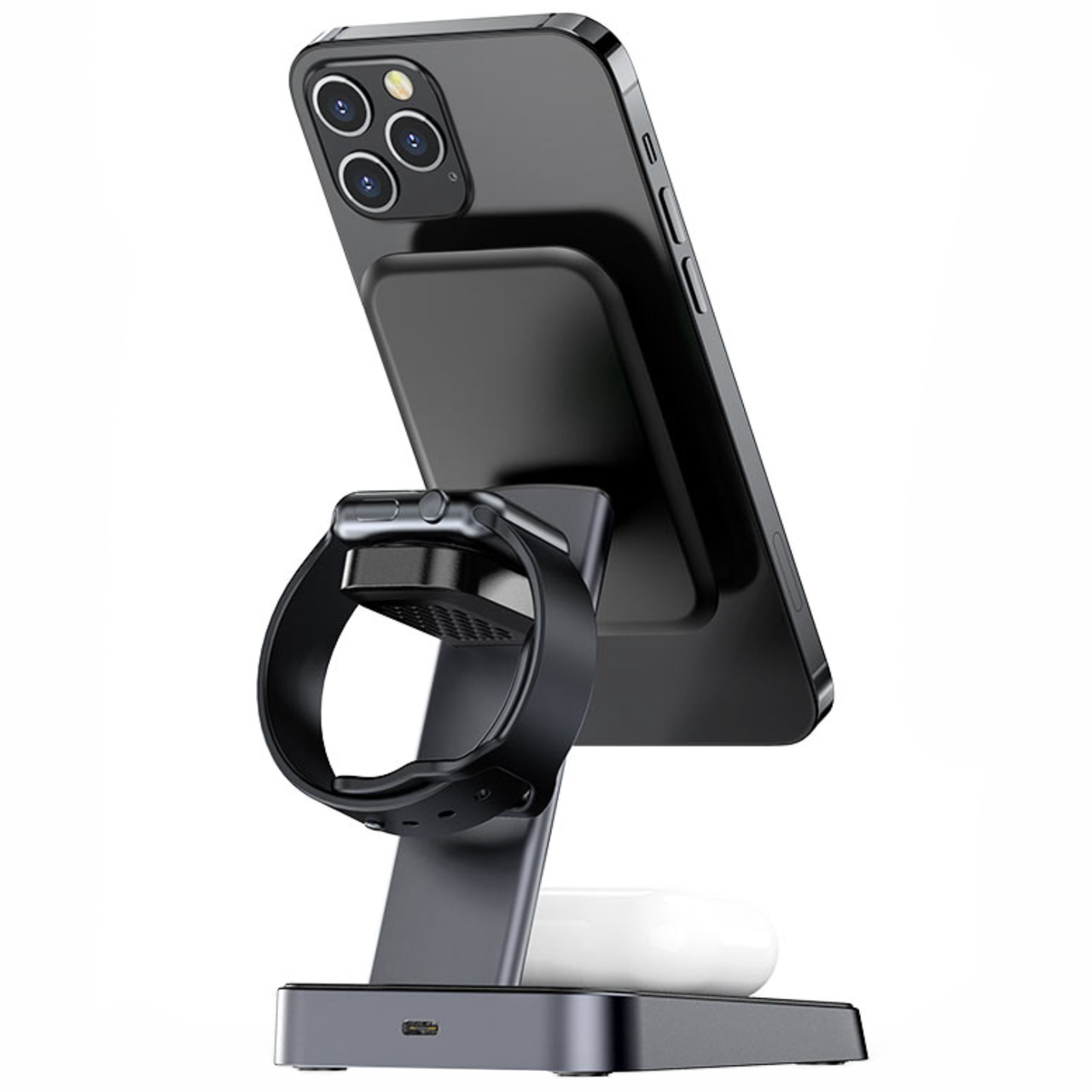 Беспроводная зарядка AceFast E3 Desktop 3in1 Wireless Charging Stand, Black - фото 3