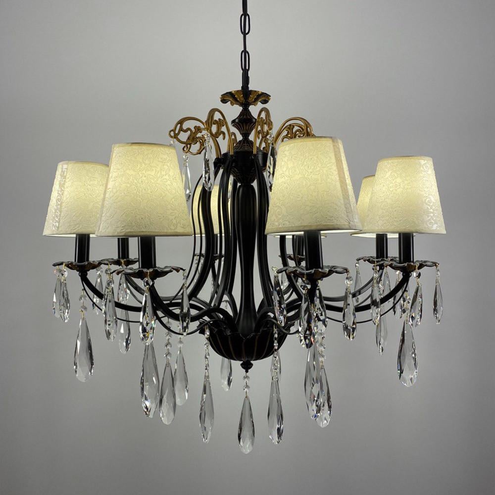 Люстра кришталева з абажурами на 8 ламп (612_261)