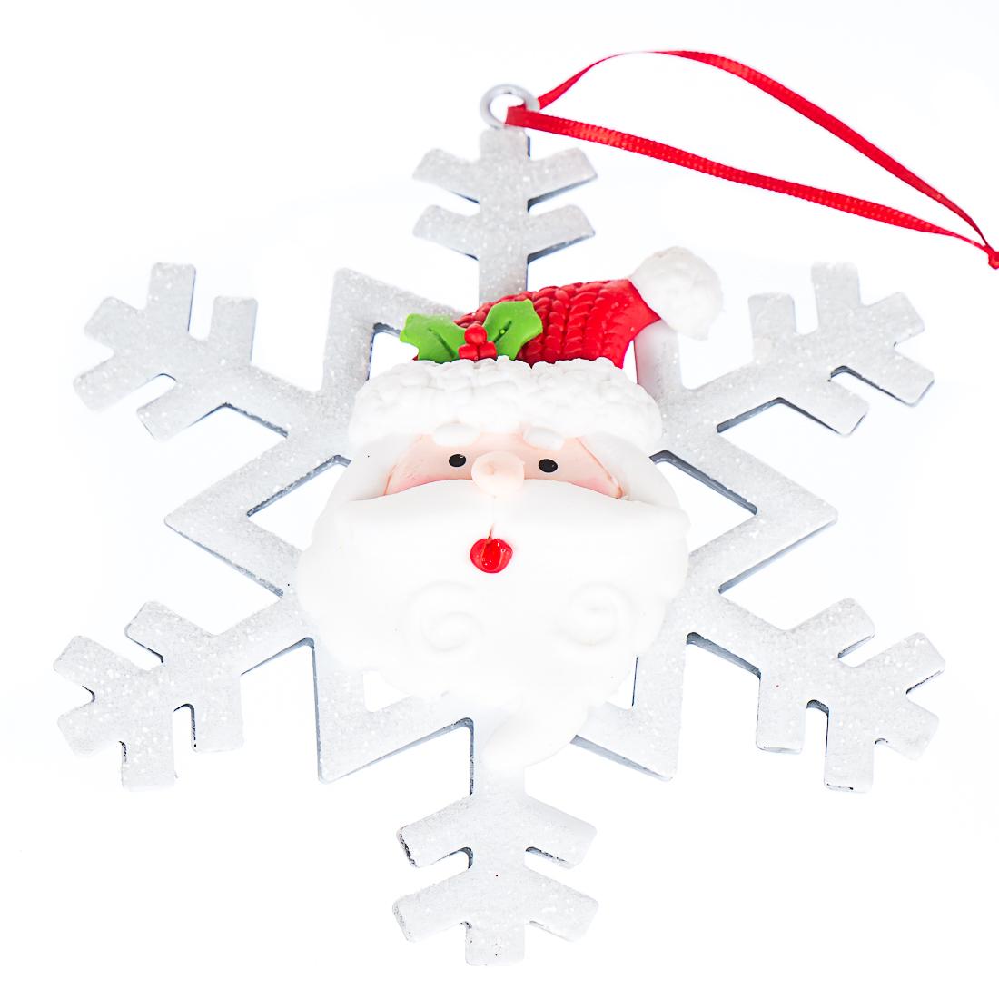 Новогодняя подвеска Elisey Санта-Клаус и снежинка 6 шт. (0515J)