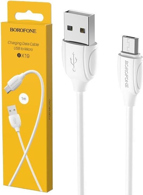 Кабель интерфейсный Borofone BX19 USB-microUSB 1 м White (33520)